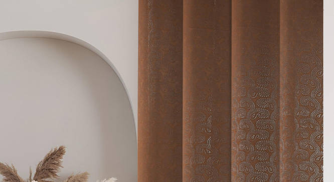 embo Pack of 2 Blackout Long Door Curtains (Brown) by Urban Ladder - - 