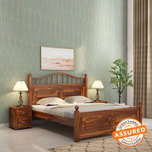 woodenmood Adams Solid Wood Queen Size Non Storage Bed in Teak Finish-picture-10