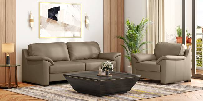 Farina Half Leather Sofa (Dark Truffle Italian Leather) (1-seater Custom Set - Sofas, None Standard Set - Sofas, Regular Sofa Size, Regular Sofa Type, Half Leather Sofa Material, Dark Truffle Italian Leather)