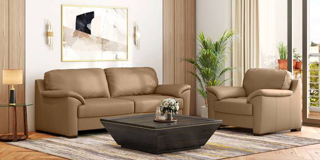 Farina Premium Italian Leather Sofa (Ecru Italian Leather) (1-seater Custom Set - Sofas, None Standard Set - Sofas, Regular Sofa Size, Regular Sofa Type, Leather Sofa Material, Ecru Italian Leather)