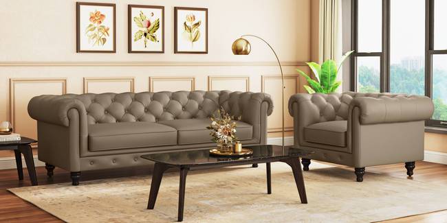 Winchester Half Leather Sofa (Dark Truffle Italian Leather) (1-seater Custom Set - Sofas, None Standard Set - Sofas, Regular Sofa Size, Regular Sofa Type, Half Leather Sofa Material, Dark Truffle Italian Leather)