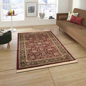 Carpet Gifting Corner Design Red Traditional Hand Woven Silk 6 X 9 Feet Carpet