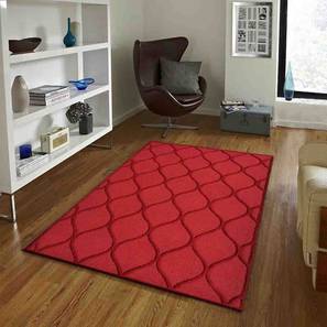 Home Decor In Sohna Design Red Abstract Hand Tufted Wool 3 X 5 Feet Carpet
