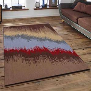 Carpet Design Design Red Abstract Hand Tufted Wool 3 X 5 Feet Carpet