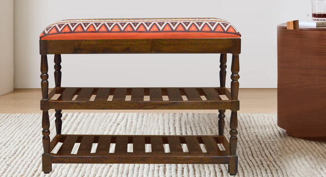 Amber Solid Wood Shoe Rack In Provincial Teak Finish  (Multicolor Aztec Suede Velvet Fabric ) (PROVINCIAL TEAK Finish) by Urban Ladder - - 952907