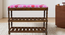 Amber Solid Wood Shoe Rack In Provincial Teak Finish  (Pink Quatrefoil Suede Velvet Fabric ) (PROVINCIAL TEAK Finish) by Urban Ladder - - 