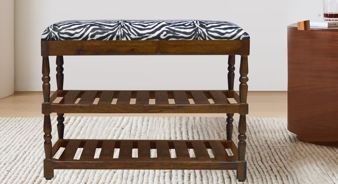 Amber Solid Wood Shoe Rack In Provincial Teak Finish in Black and White Animal Print (PROVINCIAL TEAK Finish) by Urban Ladder - - 