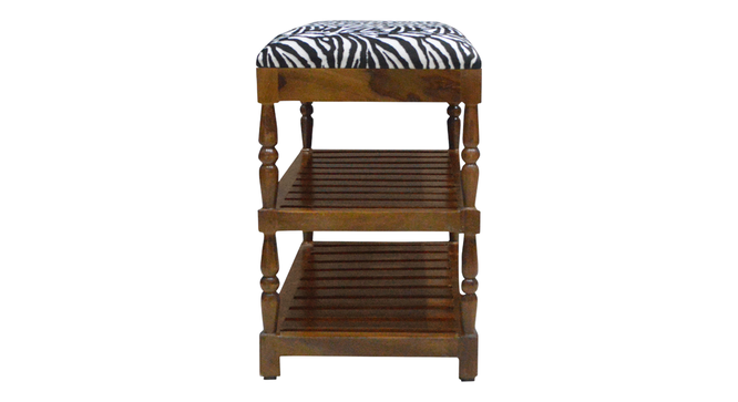 Amber Solid Wood Shoe Rack In Provincial Teak Finish in Black and White Animal Print (PROVINCIAL TEAK Finish) by Urban Ladder - - 