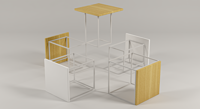 Coffee Table with Stools (Wood Finish) by Urban Ladder - - 953382