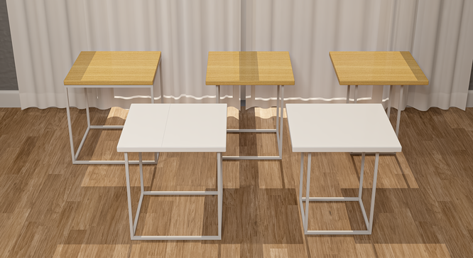 Coffee Table with Stools (Wood Finish) by Urban Ladder - - 953385