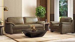Farina Luxury Italian Leather Sofa (Antique Moss Italian Leather)