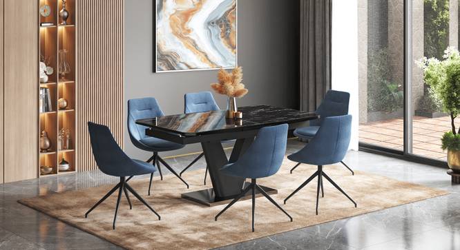 Caribu Extendable Glass Top Dining Table in Black Marble High Gloss Finish (6 to 8 Seater, Black High Gloss Finish) by Urban Ladder - - 954148