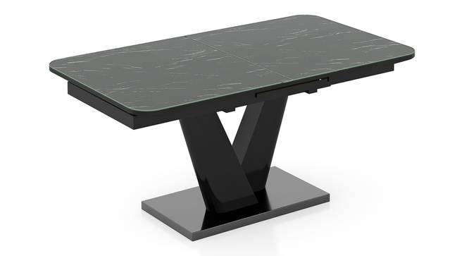 Caribu Extendable Glass Top Dining Table in Black Marble High Gloss Finish (6 to 8 Seater, Black High Gloss Finish) by Urban Ladder - - 954149