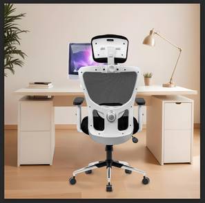 Chairs Study In Sangareddy Design Zeus Study Chair in Black & White Colour