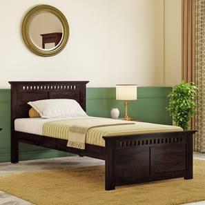 Single Beds Without Storage Design Fidora Solid Wood Single Size Non Storage Bed in Mahogany Finish