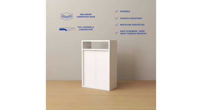 Emi Engwitheered Wood Bedside Table with White (White Finish) by Urban Ladder - - 954942