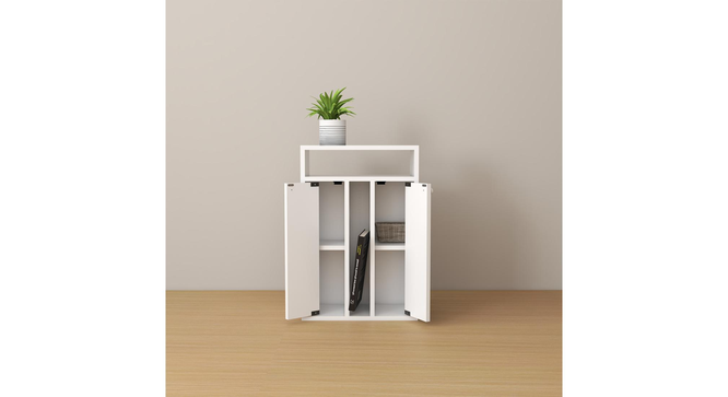 Ren Engwitheered Wood Bedside Table with White (White Finish) by Urban Ladder - - 954956