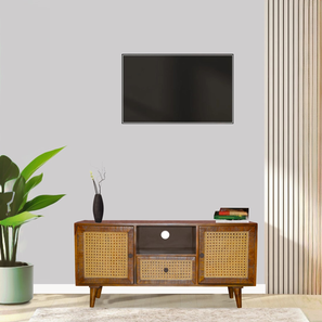 Storage In Kolkata Design Jeny Solid Wood TV Unit in Provincial Teak Finish