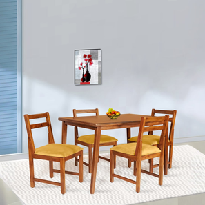 4 Seater Dining Sets 4 Chairs Design bitsy solid wood  4 seater Dining table in  Provincial Teak (Yellow, PROVINCIAL TEAK Finish)