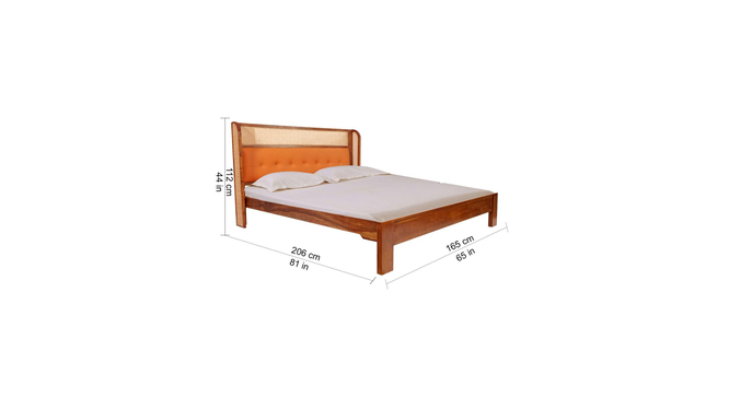 halston solid wood non storage bed in Provincial Teak finish (Queen Bed Size, PROVINCIAL TEAK Finish) by Urban Ladder - - 