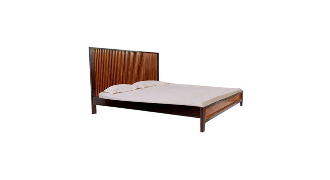 denis solid wood non storage bed in dark provincial teak finish (Queen Bed Size, Dark Provincial Teak Finish) by Urban Ladder - - 