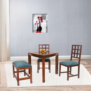 4 Seater Dining Sets 2 Chairs Design pebbles solid wood  4 seater Dining table in  Provincial Teak (Turquoise, PROVINCIAL TEAK Finish)