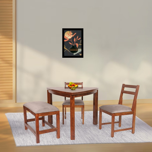 4 Seater Dining Sets 2 Chairs Design taffy solid wood  4 seater Dining table in  Provincial Teak (Grey, PROVINCIAL TEAK Finish)