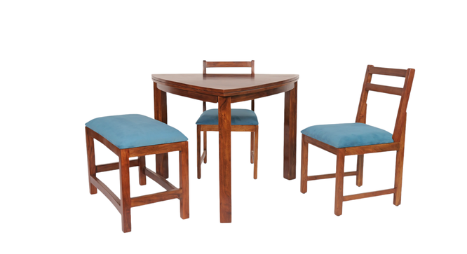 vanish solid wood  4 seater Dining table in  Provincial Teak (Sky Blue, PROVINCIAL TEAK Finish) by Urban Ladder - - 