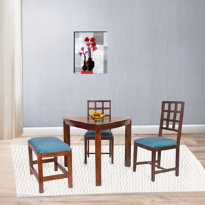 4 Seater Dining Sets 2 Chairs Design softy solid wood  4 seater Dining table in  Provincial Teak (Sky Blue, PROVINCIAL TEAK Finish)
