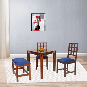 4 Seater Dining Sets 2 Chairs Design abbie solid wood  4 seater Dining table in  Provincial Teak (Navy Blue, PROVINCIAL TEAK Finish)