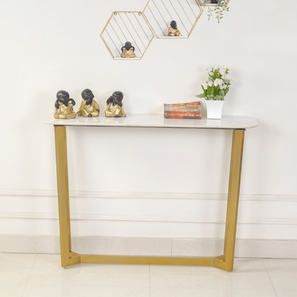 Stone Console Table Design Linden Stone Console Table in  Mirror Gold Finish