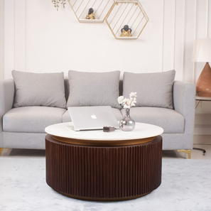 claymint Rosewell Round Stone Coffee Table in Dark Walnut Finish-picture-11
