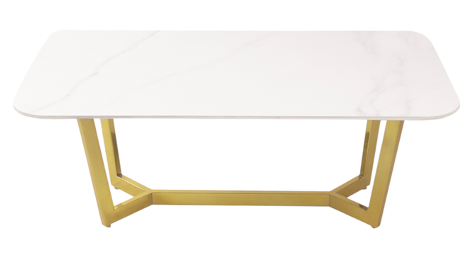 Linden Coffee Table in Stainless Steel Mirror Gold Finish (Dark Walnut Finish) by Urban Ladder - - 