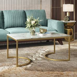 Tables Oasis Collection Design Ivy Rectangular White Marble & Metal Coffee Table in Gold Finish (Gold Finish)