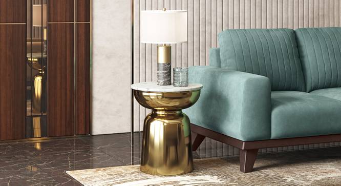 Alaya Side Table with Marble Top (Gold Finish) by Urban Ladder - - 
