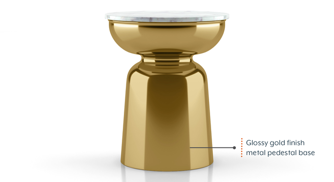 Alaya Side Table with Marble Top (Gold Finish) by Urban Ladder - - 