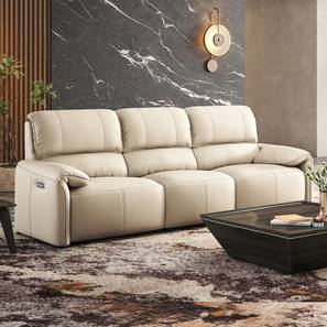 Recliners Oasis Collection Design Leeroy Three Seater Motorized Leather Recliner in Oyster White