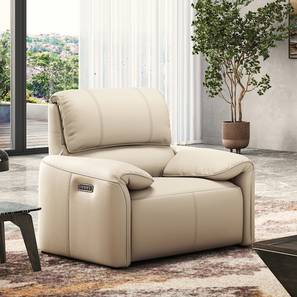 Recliners Oasis Collection Design Leeroy Leather One Seater Motorized Recliner in Oyster White