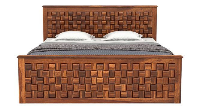 Weave King Side Drawer Storage Bed-Teak (Teak Finish, King Bed Size, Drawer Storage Type) by Urban Ladder - - 