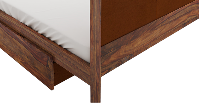 Weave King Side Drawer Storage Bed-Teak (Teak Finish, Queen Bed Size, Drawer Storage Type) by Urban Ladder - - 