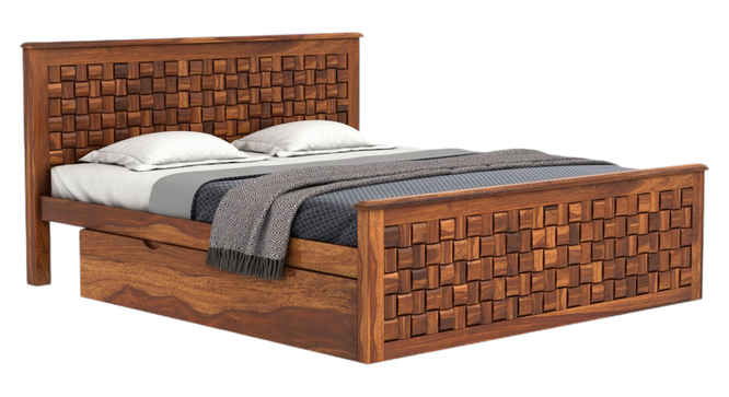 Weave King Side Drawer Storage Bed-Teak (Teak Finish, King Bed Size, Drawer Storage Type) by Urban Ladder - - 