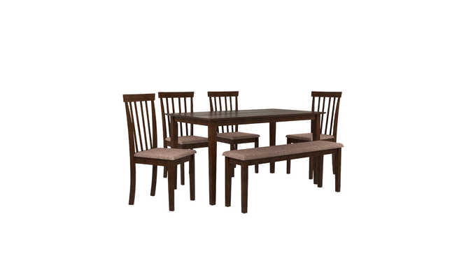 Houston 6 Seater Dining Set with 1 Bench and 4 Chairs (Rubberwood, Dark Cappuccino Finish) (Dark Cappuccino Finish) by Urban Ladder - - 956709
