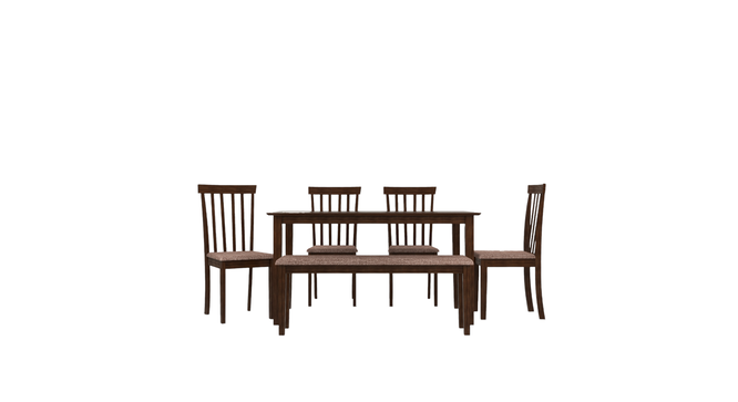 Houston 6 Seater Dining Set with 1 Bench and 4 Chairs (Rubberwood, Dark Cappuccino Finish) (Dark Cappuccino Finish) by Urban Ladder - - 956721
