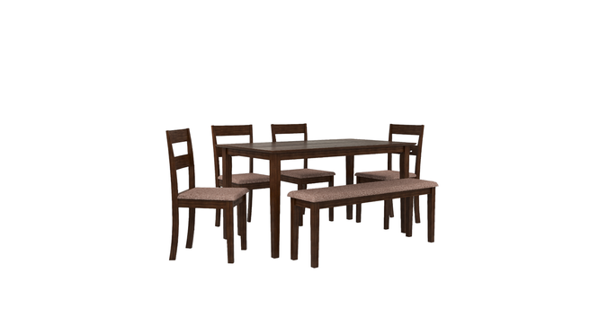 Dallas 6 Seater Dining Set with 1 Bench and 4 Chairs (Rubberwood, Dark Cappuccino Finish) (Dark Cappuccino Finish) by Urban Ladder - - 956794