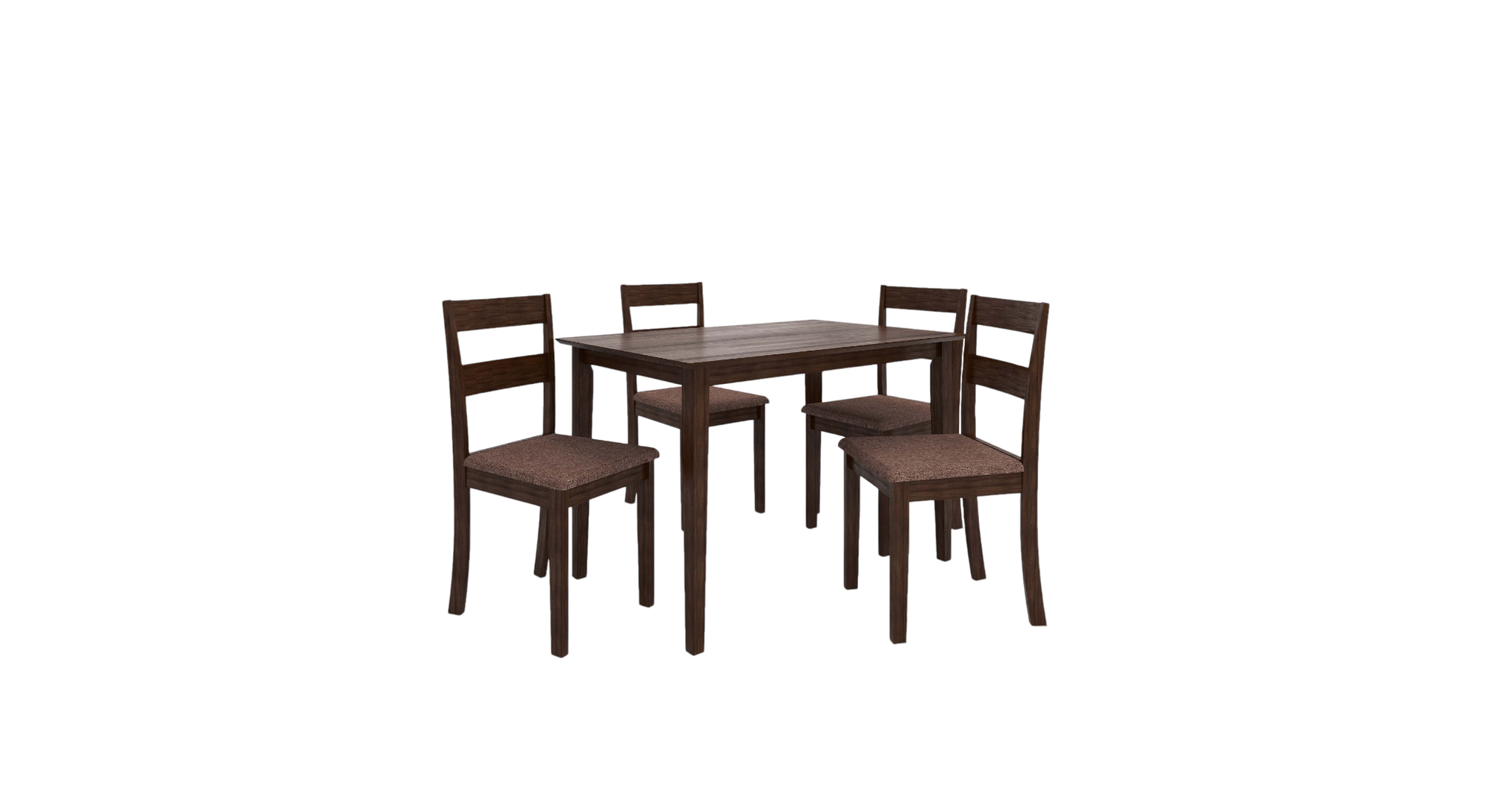 Dallas 4 Seater Dining Set with 4 Chairs (Rubberwood, Dark Cappuccino