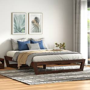Queen Beds Without Storage Design Caprica Solid Wood Queen Size Non Storage Bed in Mango Walnut Finish