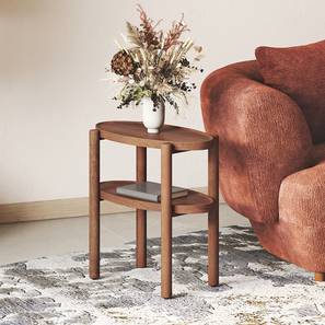 Open Side Tables End Tables Design Kai Oval Solid Wood Side Table in Amber Walnut