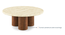 Enzo Nested Round Coffee Table in Travertine Marble & Solid Wood in Amber Walnut Finish (Amber Walnut Finish) by Urban Ladder - - 964634