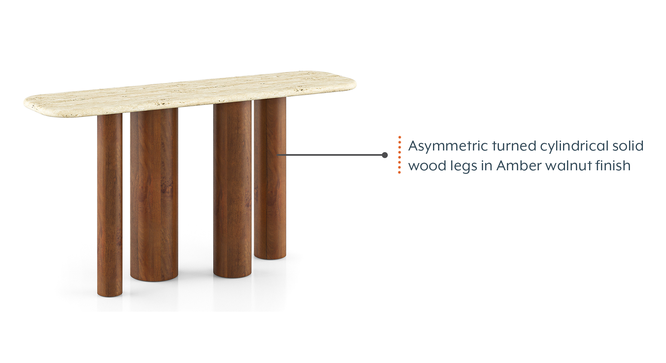 Enzo Console Table With Travertine Marble top in Amber Walnut Finish (Amber Walnut Finish) by Urban Ladder - - 964642