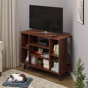 Tv Cum Display Unit Design Gautier Engineered Wood TV Unit in Brown Maple Finish